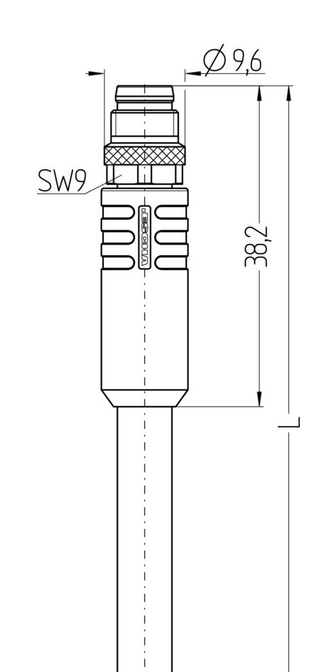 M8, Buchse, gerade, 4-polig, D-codiert, M8, Stecker, gerade, 4-polig, D-codiert, geschirmt, Industrial Ethernet