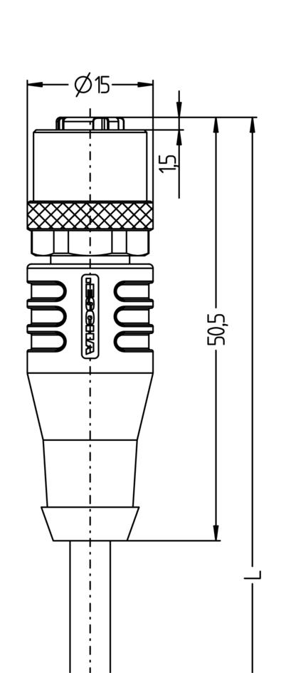 M12, Buchse, gerade, 4-polig, D-codiert, RJ45 light, Stecker, gerade, 8-polig, geschirmt, Industrial Ethernet 100 MBit/s