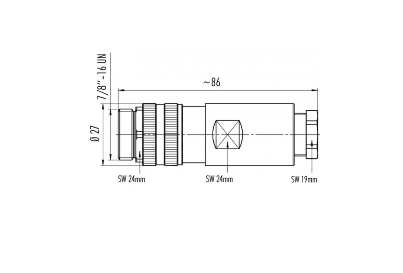 Konfektionierbar, 7/8", Stecker, gerade, 4+PE, Schraub-/Klemmanschluss