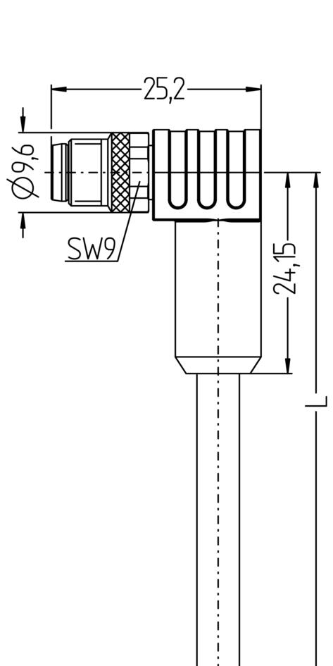 M8, male, angled, 8 poles, shielded, sensor-/actuator cable