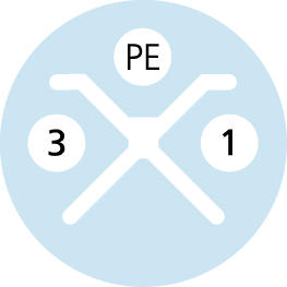 M12, female, straight, 2+PE, S-coded, M12, male, straight, 2+PE, S-coded, POWER