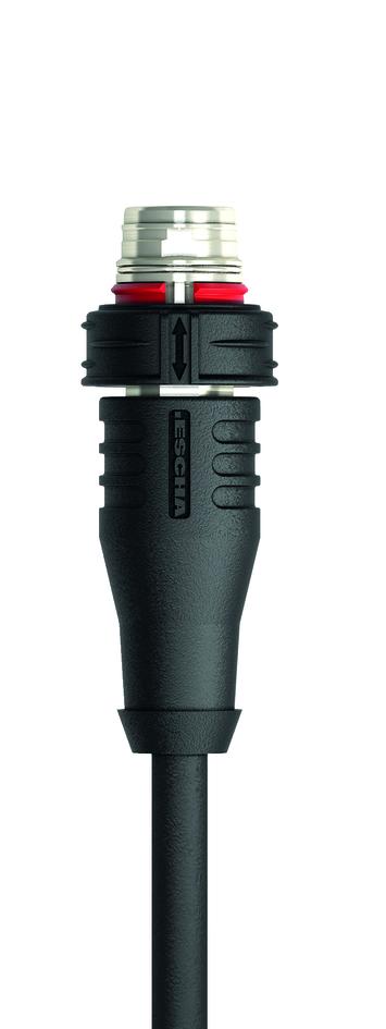 M12, Push-Pull inner locking, male, straight, 4 poles, shielded, rail approved
