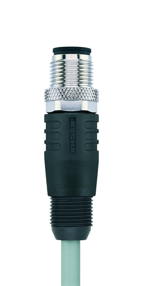 M12, male, straight, 5 poles, grip body with thread, shielded, rail approved