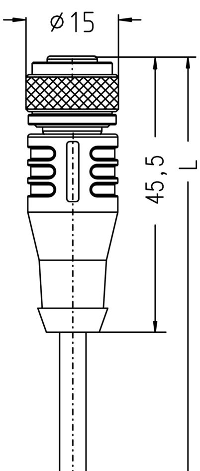 M12, 母头, 直型, 3针脚, M12, 公头, 直型, 3针脚, 传感器/执行器电缆 高温