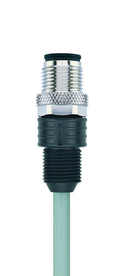 M12, 公头, 直型, 4针脚, 保护套管带螺纹压头, 传感器/执行器电缆