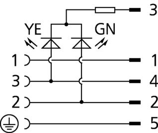 Adapter, Ventilstecker, Bauform A, 3+PE, Litzenanschluss, M12, Stecker, gerade, 5-polig