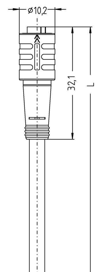 Ø8mm snap, female, straight, 3 poles, with locking mechanism, sensor-/actuator cable