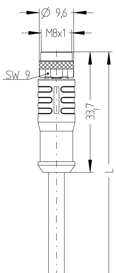 M8, female, straight, 3 poles, M8, male, angled, 3 poles, shielded, sensor-/actuator cable