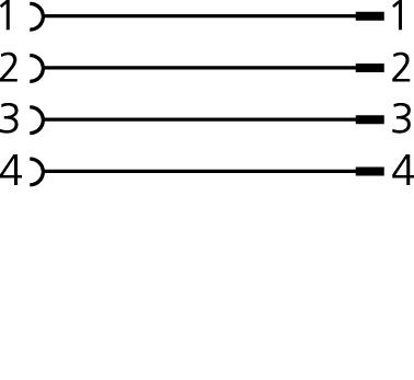 Adapter, M8, female, straight, 4 poles, M12, male, straight, 4 poles