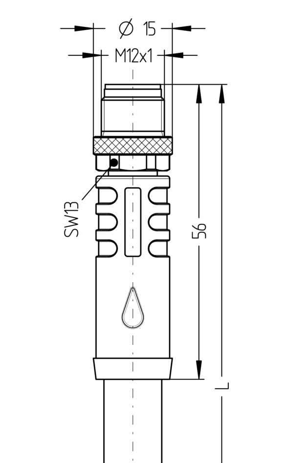 M12, Stecker, gerade, 3+PE, S-codiert, rail approved