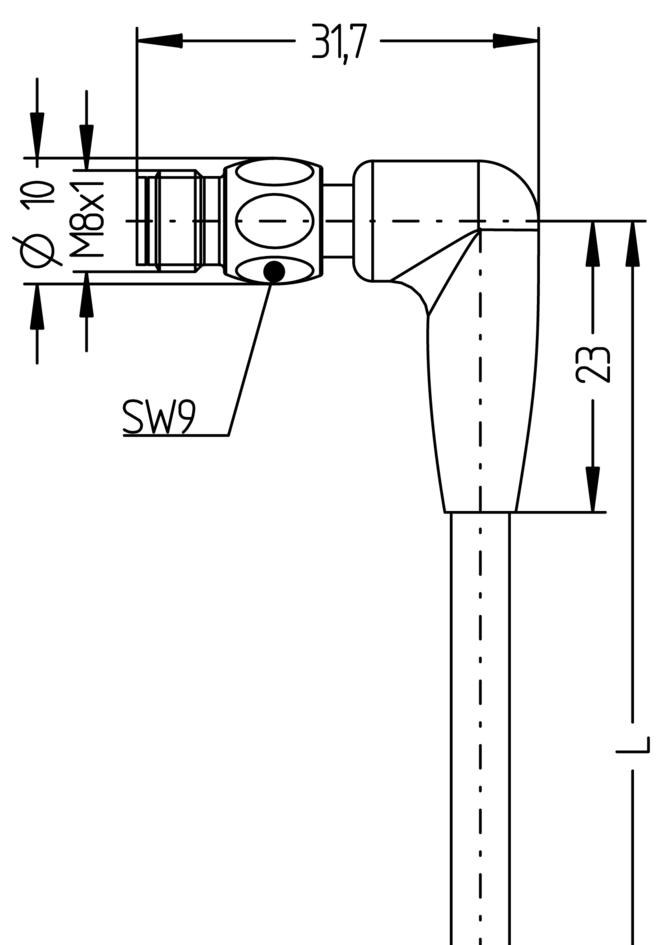 M8, male, angled, 3 poles, Food & Beverage