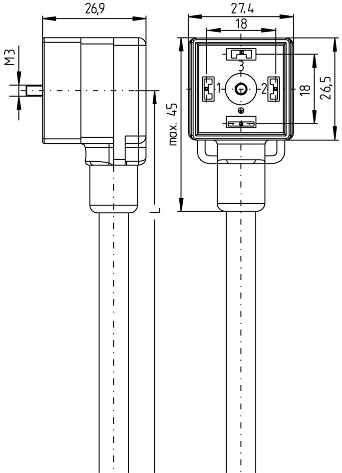 Valve connector, housing style A, 3+PE