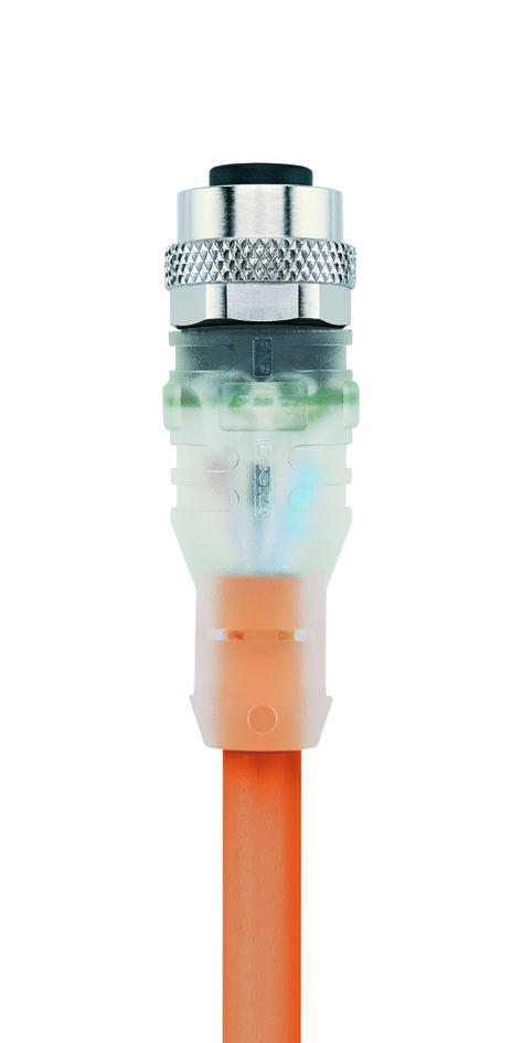 M12, Buchse, gerade, 4-polig, mit LED, Sensor-/Aktorleitung