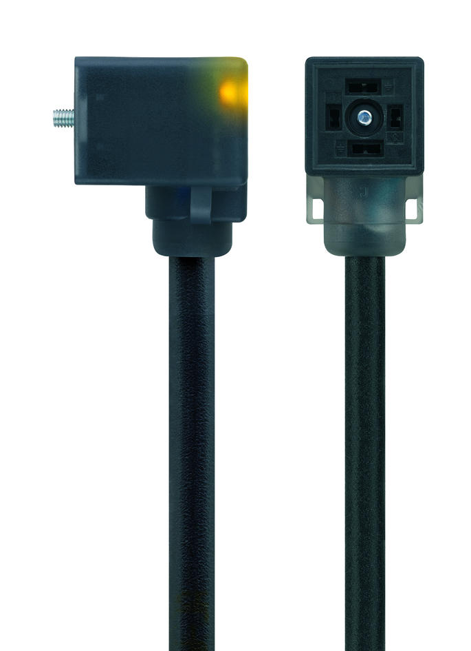 Valve connector, housing style C, 2+PE bridged, M12, male, straight, 5 poles, suppressor diode, sensor-/actuator cable