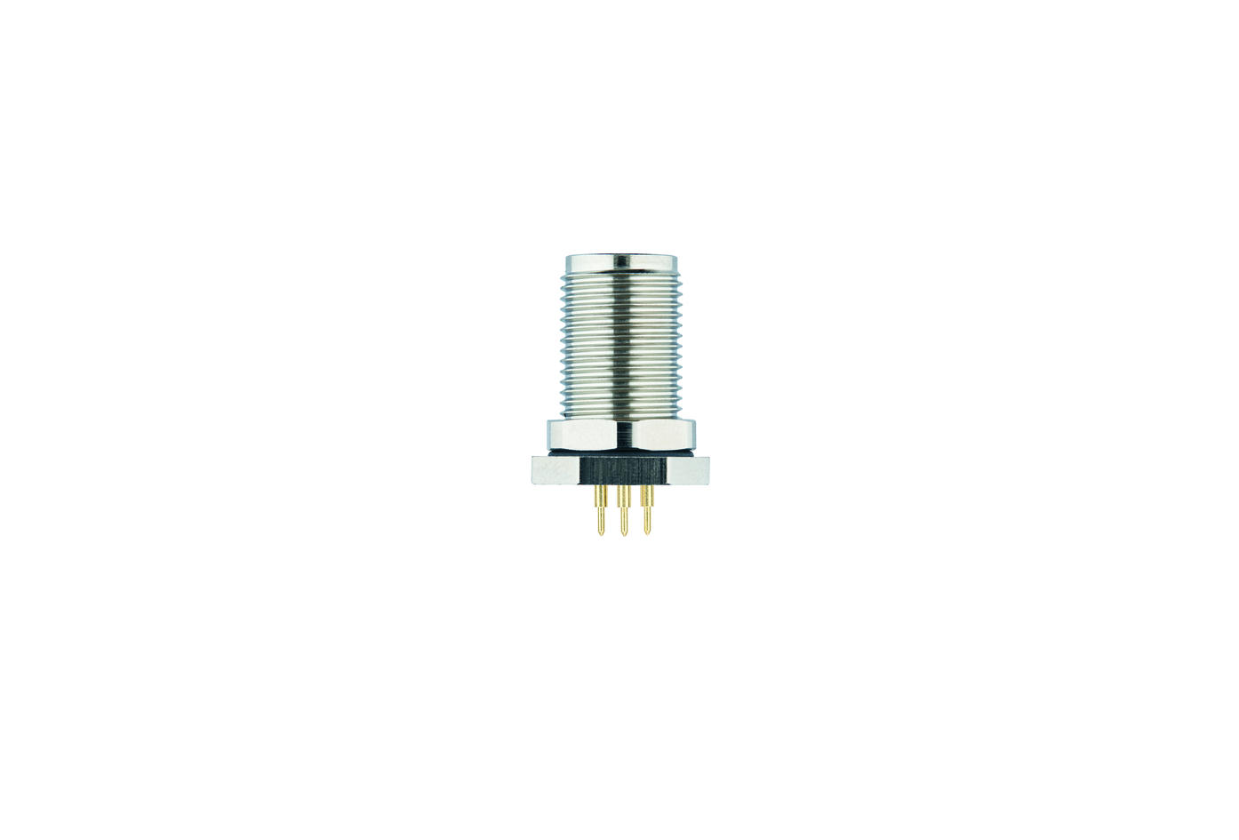 Flansch, M12, Stecker, gerade, 4+PE, Hinterwandmontage, Printanschluss