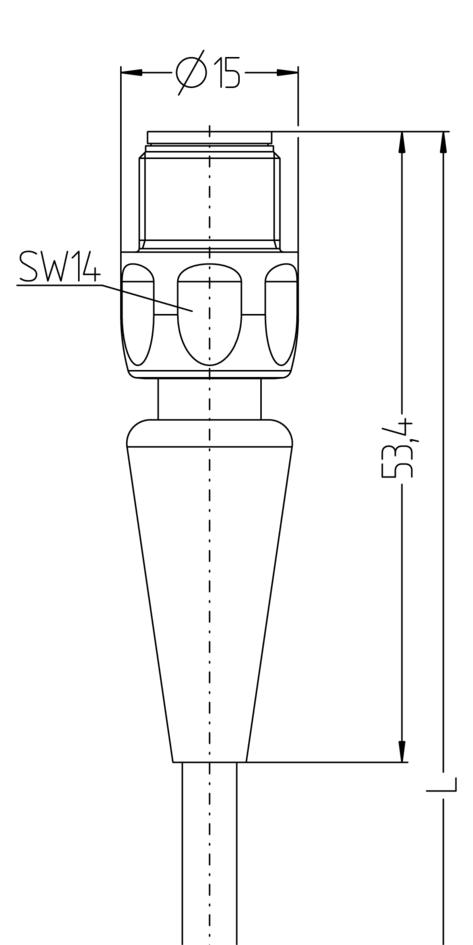 M12, female, straight, 4 poles, M12, male, straight, 4 poles, plastic coupling nut, grey, Food & Beverage