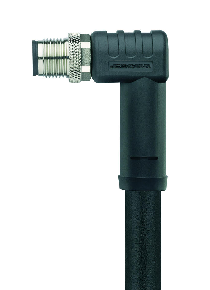 M12, Buchse, gewinkelt, 2+PE, S-codiert, M12, Stecker, gewinkelt, 2+PE, S-codiert, POWER
