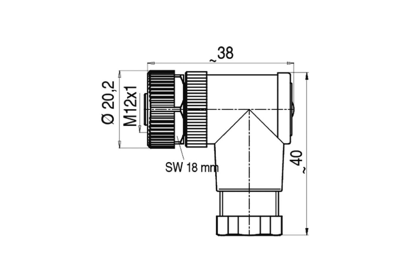 Field-wireable, M12, female, angled, 5 poles, screw-/clamp contact, 60V 4A