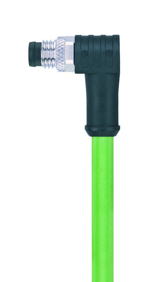 M8, Stecker, gewinkelt, 4-polig, M8, Stecker, gerade, 4-polig, geschirmt, Industrial Ethernet