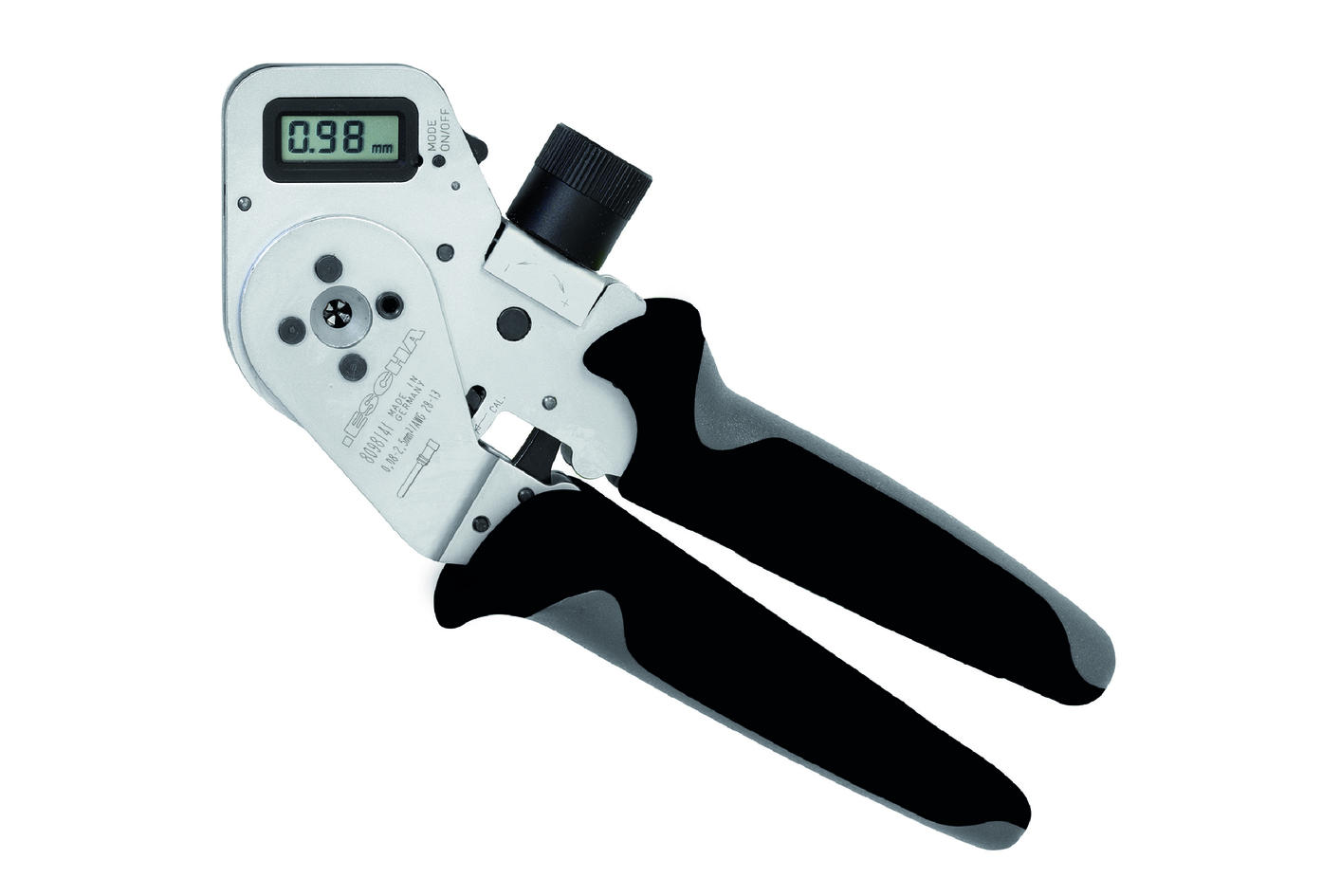 Four-indent crimping tool DigiCrimp®, for contacts in field-wireable connectors