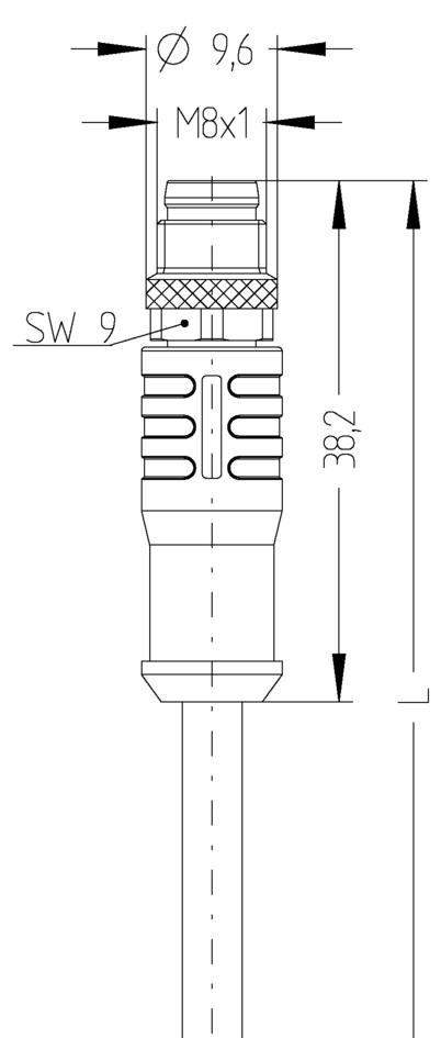 M8, male, straight, 5 poles, shielded, sensor-/actuator cable