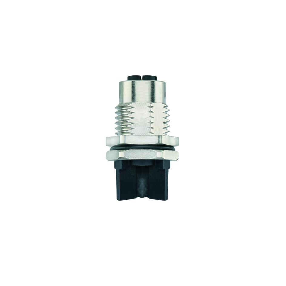Receptacle, M12, female, straight, 2+PE, S-coded, back wall-mounting, with insulating cross, print contact, POWER