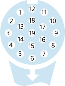 M23, female, angled, 19 poles