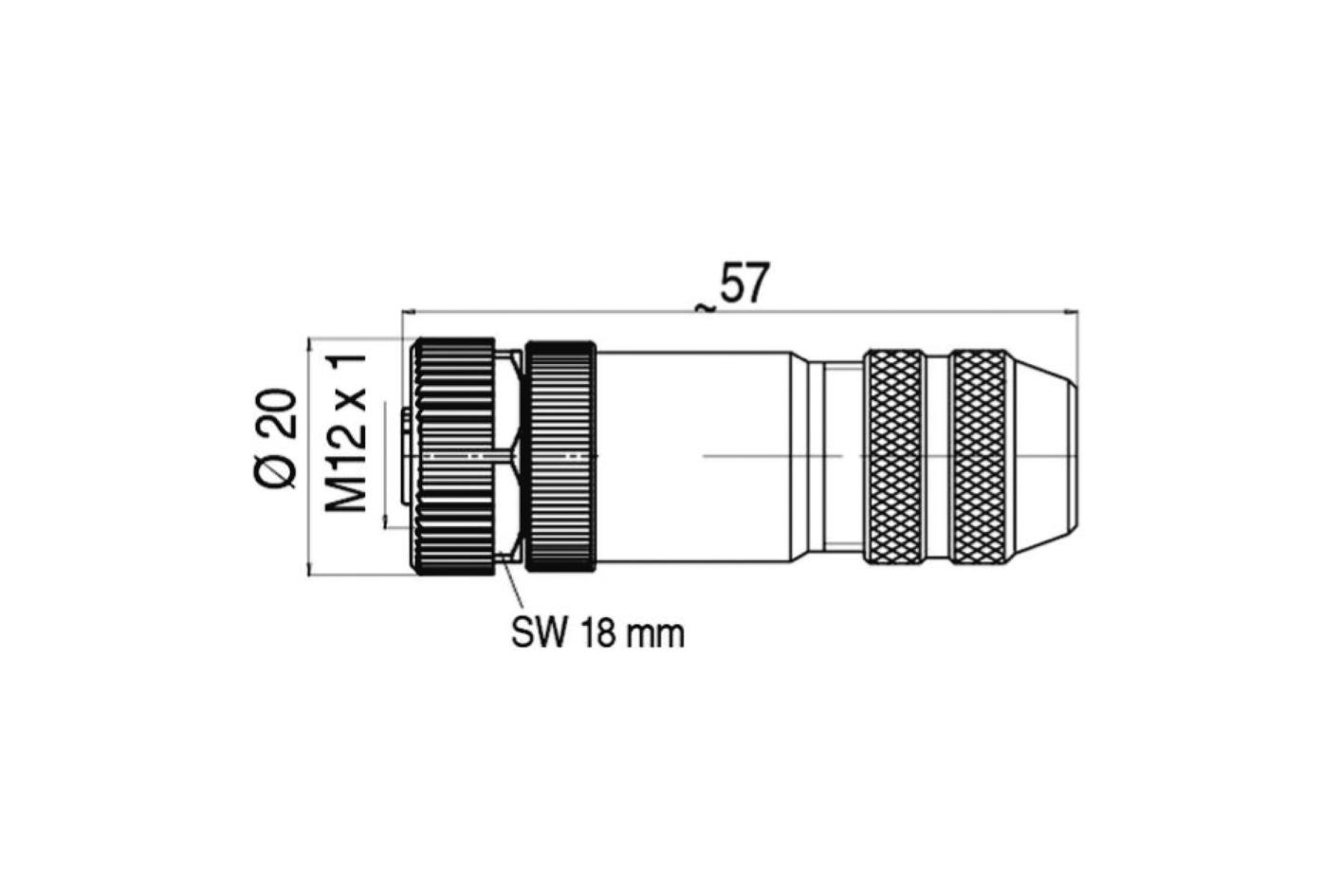 现场接线, M12, 母头, 直型, 5针脚, B-编码, 螺丝夹紧连接, 屏蔽, 125V 4A