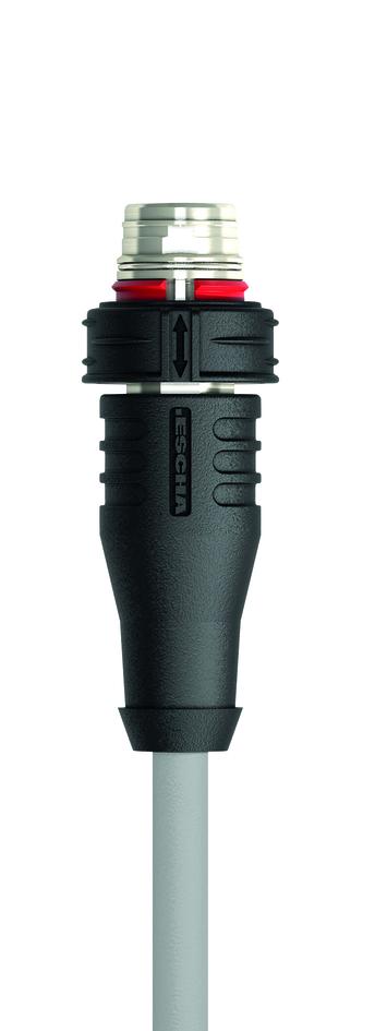 M12, Push-Pull inner locking, male, straight, 8 poles, shielded, rail approved
