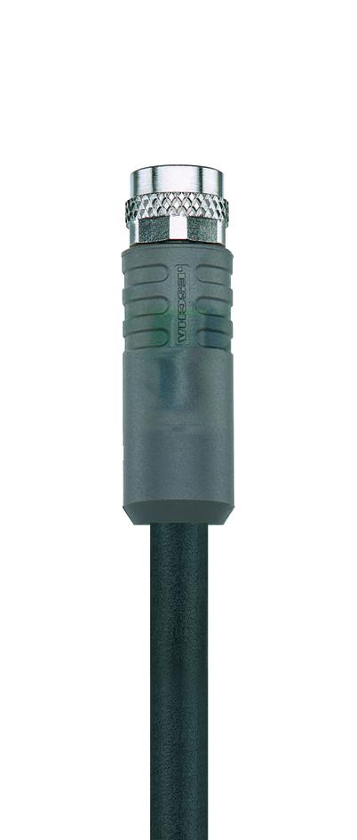 M8, female, straight, 3 poles, with LED, sensor-/actuator cable