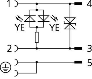 转接器, 阀连接器, 防护类型 A, 2+PE 桥接, M12, 公头, 直型, 5针脚