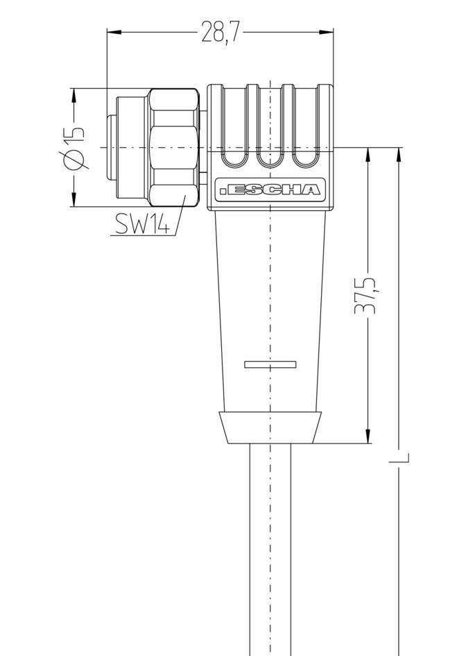 M12, female, angled, 5 poles, stainless steel, shielded, sensor-/actuator cable