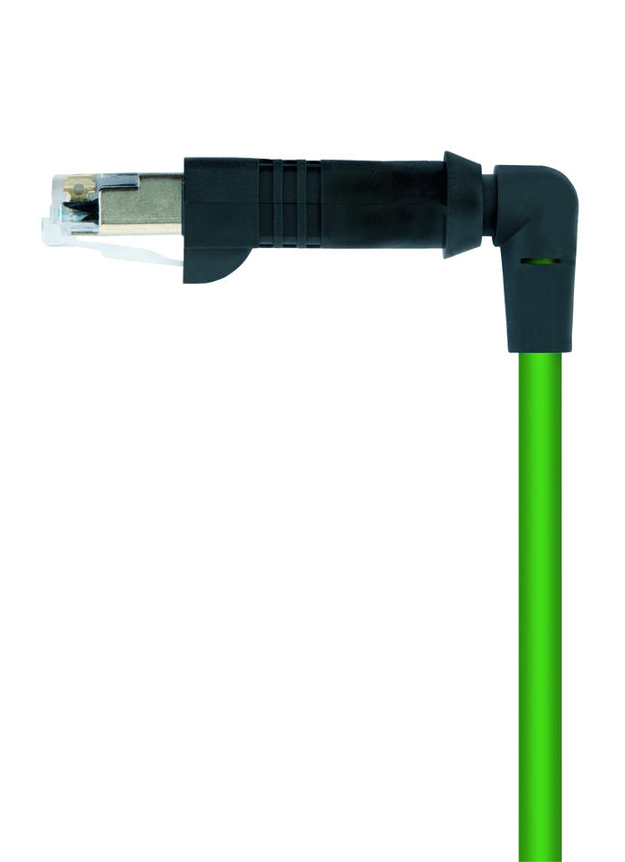 M12, Stecker, gerade, 4-polig, D-codiert, RJ45, Stecker, gewinkelt, 8-polig, geschirmt, Industrial Ethernet 100 MBit/s