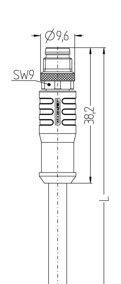M8, Stecker, gerade, 4-polig, M8, Stecker, gerade, 4-polig, geschirmt, rail approved