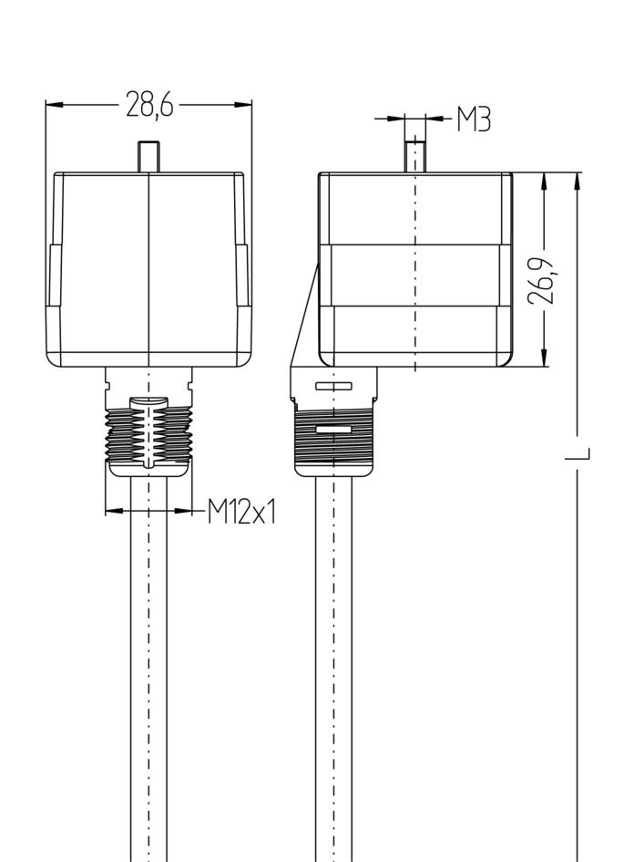 Ventilstecker, Bauform A, gerade, 2+PE gebrückt, mit Gewindegriffkörper, Varistor, mit LED, rail approved