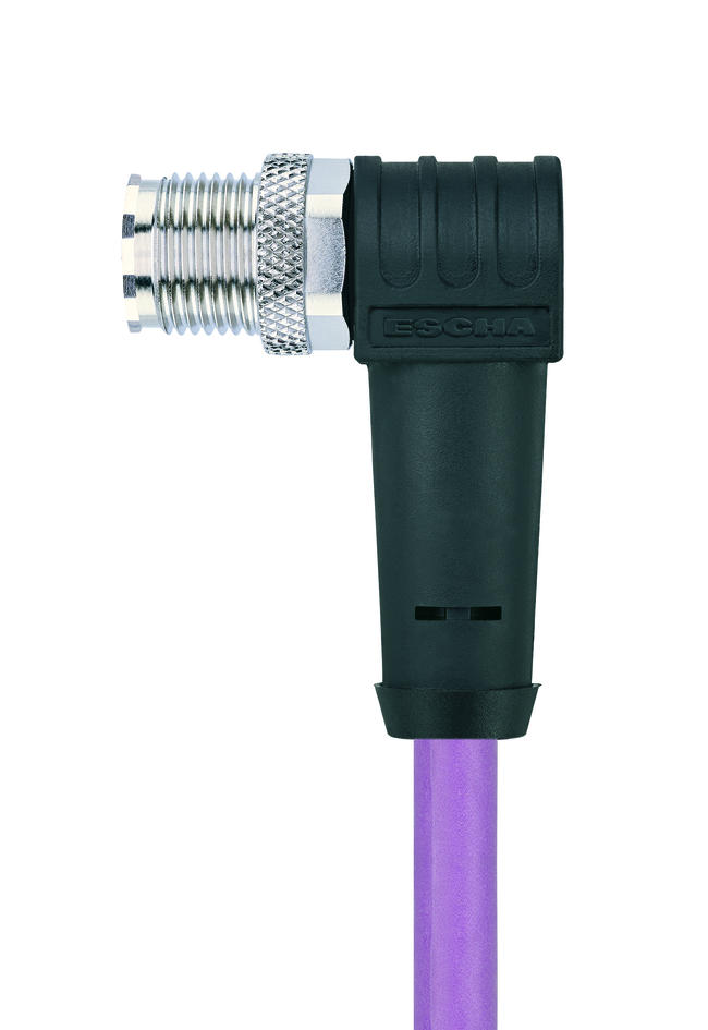 Receptacle Double-ended cordset, M12, female, straight, 8 poles, X-coded, M12, male, angled, 8 poles, X-coded, shielded, rail approved