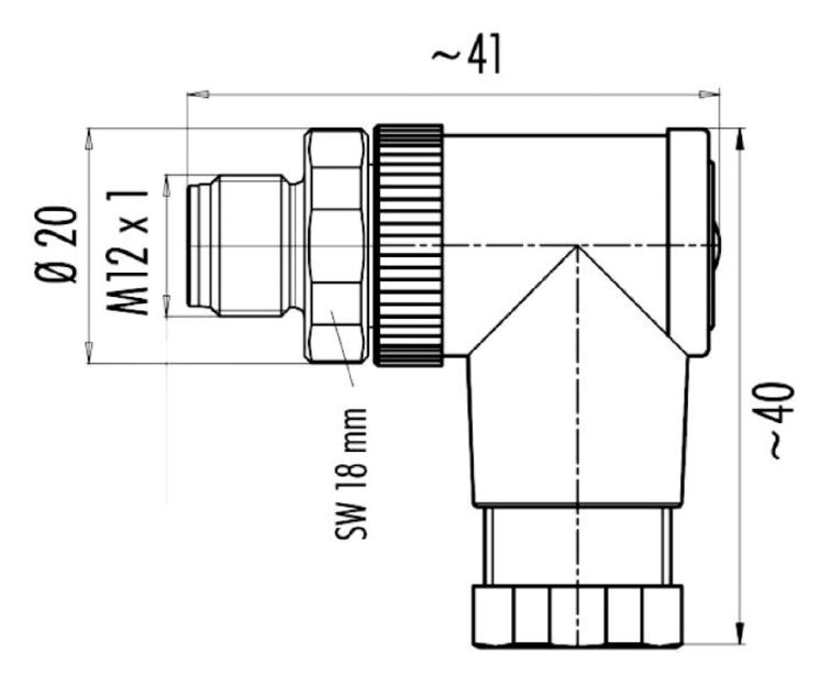 Konfektionierbar, M12, Stecker, gewinkelt, 5-polig, Schraub-/Klemmanschluss, Edelstahl, 60V 4A
