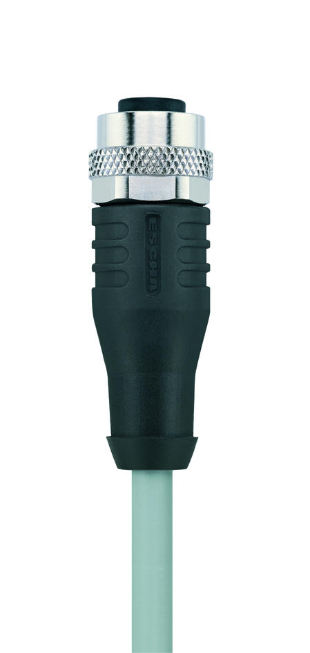 M12, female, straight, 8 poles, rail approved