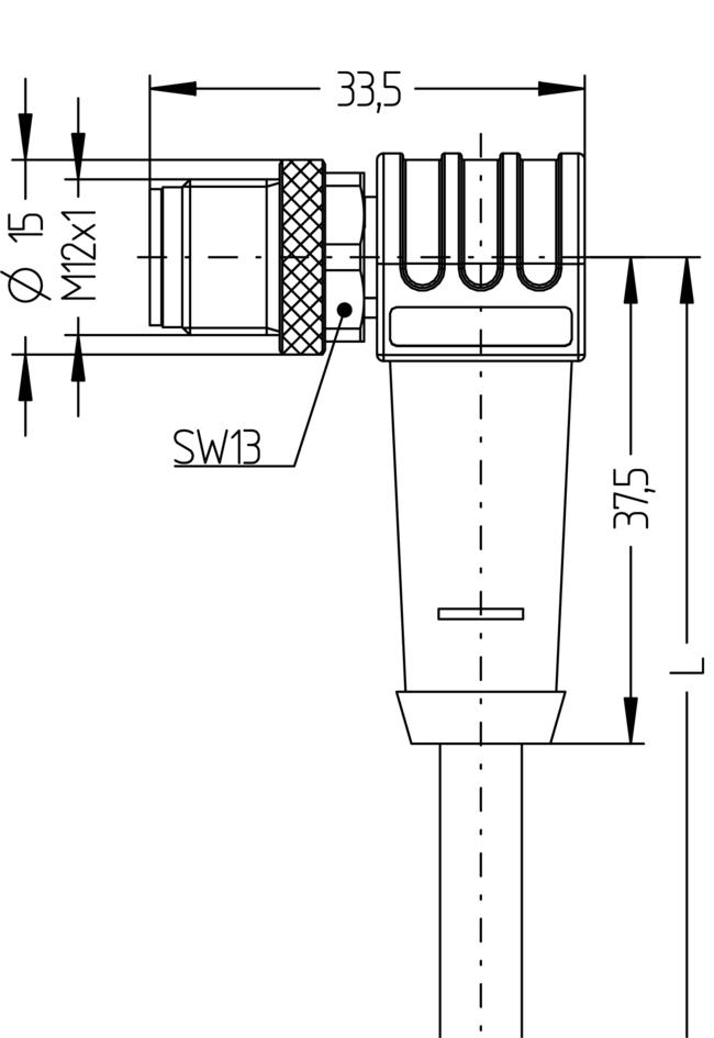 M12, female, angled, 4 poles, D-coded, M12, male, angled, 4 poles, D-coded, shielded, rail approved