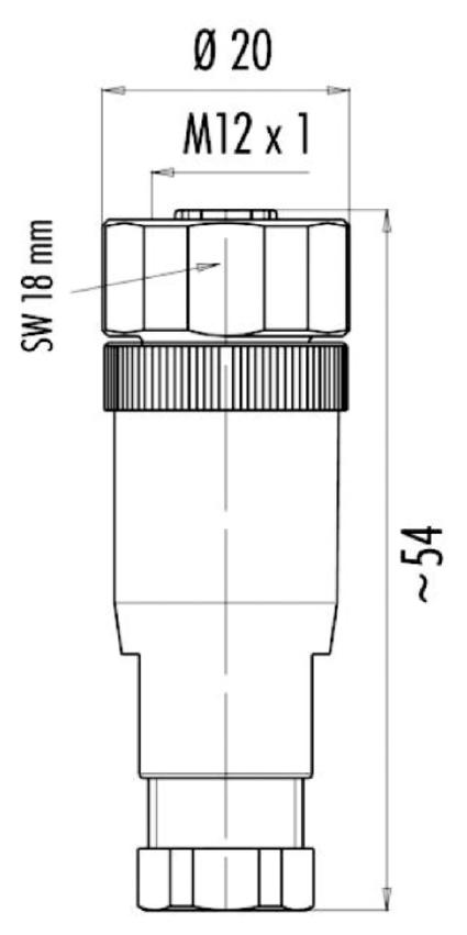 现场接线, M12, 母头, 直型, 5针脚, 螺丝夹紧连接, 不锈钢, 60V 4A