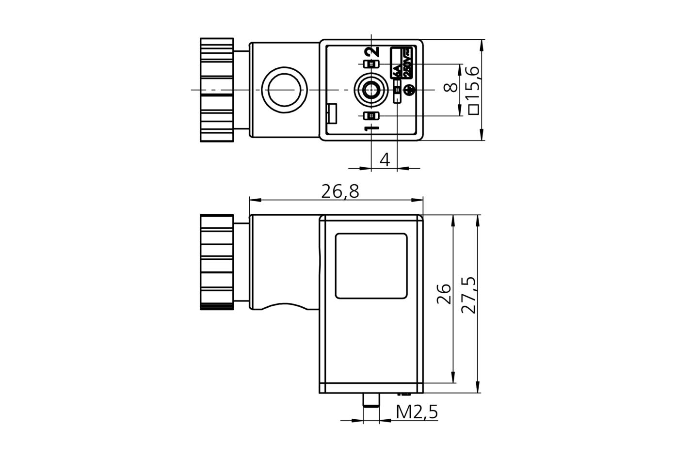 Konfektionierbar, Ventilstecker, Bauform C, 2+PE, Schraub-/Klemmanschluss