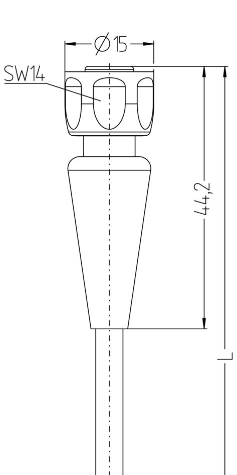 M12, female, straight, 4 poles, M12, male, straight, 4 poles, plastic coupling nut, grey, Food & Beverage