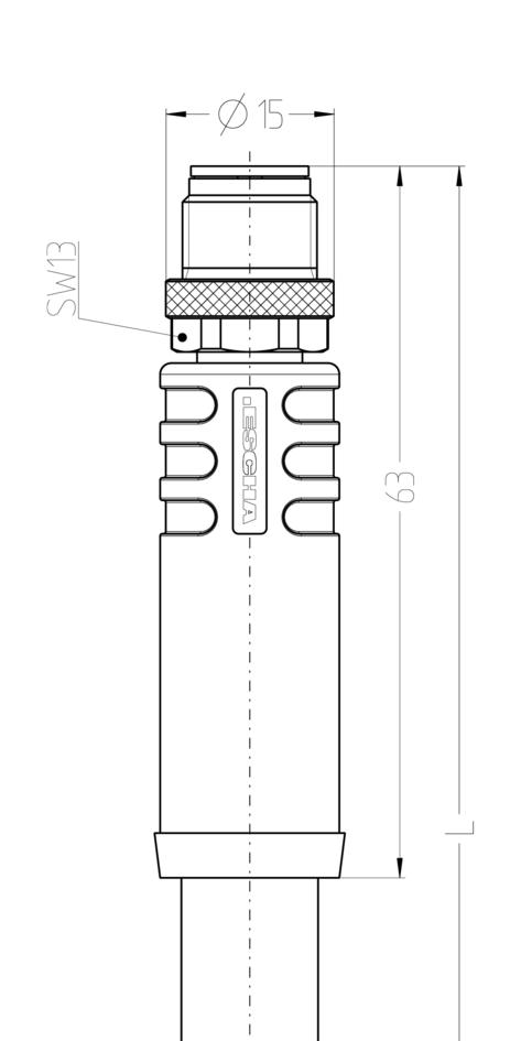 M12, Buchse, gerade, 4+PE, K-codiert, M12, Stecker, gerade, 4+PE, K-codiert, POWER