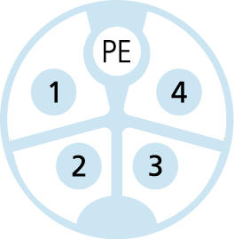 M12, 公头, 直型, 4+PE, K-编码, 电源