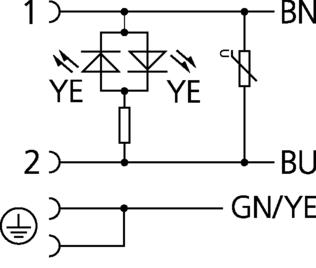 Ventilstecker, Bauform A, gerade, 2+PE gebrückt, Varistor, Sensor-/Aktorleitung