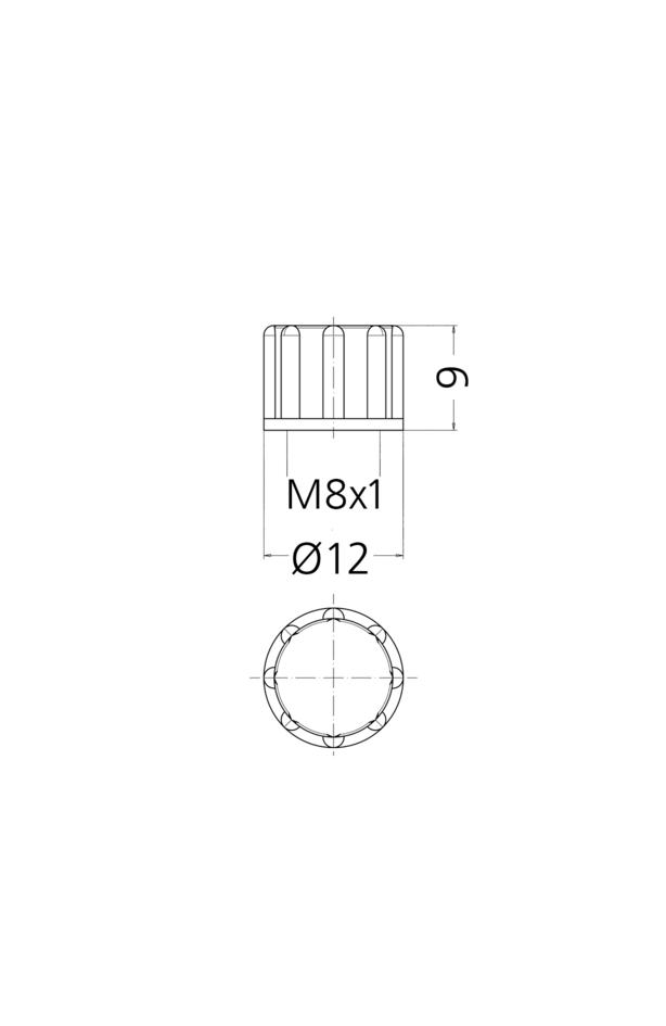 Screw cap, M8 male, black, QTY 500