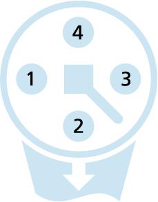 M12, female, angled, 4 poles, T-coded, M12, male, angled, 4 poles, T-coded, POWER