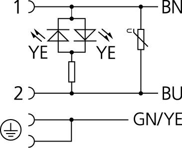 Valve connector, housing style A, 2+PE bridged, varistor, sensor-/actuator cable