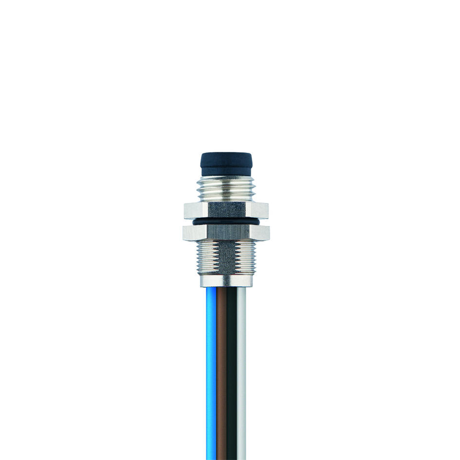 法兰, M8, 公头, 直型, 8针脚, 前面板安装, 线芯连接