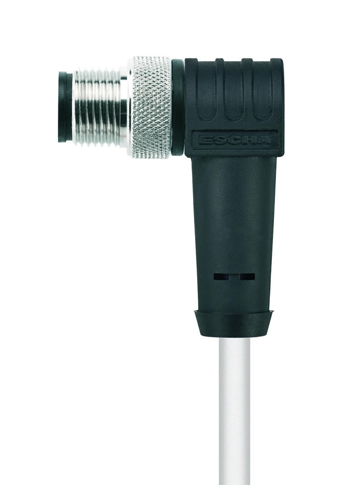 M12, male, angled, 5 poles, sensor-/actuator cable, high-temperature
